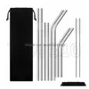 Drinking Straws Sier Stainless Steel St Metal Curved Straight Cup Can Clean And Reuse Milk Tea Coffee Beverage 150Pcs T500425 Drop D Dhhnn