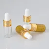 Frascos conta-gotas de vidro mini 3ml 5ml claro âmbar vazio display de óleo essencial para frascos de amostra líquida e com tampas douradas topo de borracha efgrm