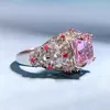 Cluster Rings S925 Silver Imported High Carbon Diamond Oval 10 Pink Ring для женской прямой трансляции