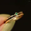 Clusterringe 925 Sterling Silber 14K Gold Emerald Grüner Zirkon Vintage Luxus Design Stapelring Mode Schmuck für Frauen