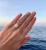 Anillos de racimo de lujo de plata de ley 925 diamante simulado compromiso de boda cóctel mujeres Topacio dedo joyería de marca Original