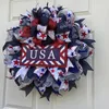 Porte patriotique de guirlande de drapeau américain de fleurs décoratives pour les décorations de jour de l'indépendance signe avant El