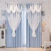 Rideaux Princesse Filles Rêve Rideaux pour Salon Salle à Manger Chambre Dentelle Complètement Occultants Chambre Double Couche Une Fenêtre Flottante