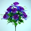 Fleurs décoratives 12 têtes / bouquet Artificielle Paon Rose Fleur Simulation Soie Tenant Bouquet De Mariage Douche Nuptiale Faux Po Props