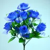 Decorative Flowers 12 Heads/bunch Artificial Peacock Rose Flower Simulation Silk Holding Bouquet Wedding Bridal Shower Fake Po Props