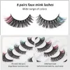 Color Eyelashes Faux Mink Lashes 8 Pairs Dramatic Fluffy Stage Makeup Beauty Colored Handmade Soft Lashes
