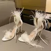 Ladies Summer Sandals Fun High Heels Sexy Thin Feather Large Strap on Bed Female 230615