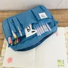 Väskor japanska mode Big Storage Flat Pencil Bag Creative Journal Holder Pouch 260*170*60mm Yellow Blue School Office Supplies