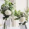 Flores decorativas 60pcs Artificial eucalyptus hastes folhas falsas eucaliptos verdes cinzentos galhos de plantas de vegetação falsa para casamento