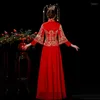 Vestuário étnico moderno Cheongsam longo Qipao vestido de casamento tradicional chinês vestidos de estilo oriental noiva brinde traje vestido de noite