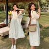 Maternity Dresses 8027# Summer Korean Fashion Maternity Long Dress Elegant A Line Slim Waist Loose Clothes for Pregnant Women Casual Pregnancy 230627