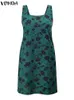 Grundlegende Casual Kleider VONDA Sommer Tank Mini Kleid Frauen Floral Gedruckt Party Sommerkleid Sexy Ärmellose Vestidos Böhmischen Übergroßen 230627