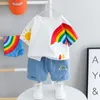 Set di abbigliamento Vestiti per bambini per ragazze Abbigliamento per ragazzi Abito estivo a maniche corte 2 Bambini 1-4 anni Cotone per bambini Abiti estivi a due pezzi 230627