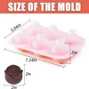 Vassoio per cubetti di ghiaccio rosa 3D Stampo per cubetti di ghiaccio per congelatore in silicone a rilascio facile da 2 pollici Stampo per cubetti di ghiaccio per cocktail Succo di whisky