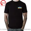 Camisetas Masculinas Slava Ucrânia Militar Exército Brasão Homens T-Shirt Manga Curta Casual Algodão Decote em O Verão Emblema Ucraniano Logotipo Bandeira