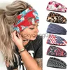 Bandanas Flower Print Sports Yoga pannband Kvinnor Elastiska breda hårband stretchiga headwrap för flickor Svett Bandana Hair Accessories X0628