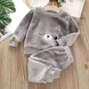 Giyim Setleri Kış Bebek Giysileri Pijama Takımı Kız Çocuk Sıcak Fanila Yün Karikatür Aile 230627