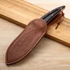 Ny ankomst R8341 utomhusöverlevnad Rak kniv 5Cr15Mov Satin Blade Full Tang Wood Hande Fixed Blade Knives With Leather Mante