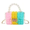 Silicone Pop Toy Bag Pearl Handle Handbags Chain Messenger Small Change Storage Bags