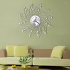 Horloges murales 3D métal horloge diamants fleur silencieuse montre chambre décor de bureau à domicile