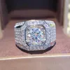 Niestandardowy oryginalny moissanite okrągły diamentowy pierścień męski 10K 14K 18K Solidny biały złot