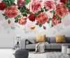 Fonds d'écran Bacal Personnalisé 3D Papier Peint Mural Nordique Moderne Peint À La Main Rétro Rose Salon Fond Fleur Papier Peint Po Décor Huda