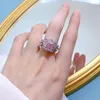 Cluster Rings S925 Silver Imported High Carbon Diamond Oval 10 Pink Ring для женской прямой трансляции