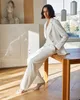 White Women Wedding Blazer Suits V Neck Evening Party Ladies Tuxedos Loose 3 Pieces Jacket And Pants Vest