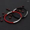 Charm Bracelets 10PCS Stainless Steel DIY ID Braid Bangles Blank For Engrave Red/Black Rope Bracelet With Metal Plate