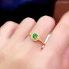 Cluster Rings Fine Jewelry 925 Sterling Silver Inlaid Natural Gemstone Diopside Trendy Woman's Girl Crystal Ring Support Test Selling