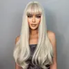 Synthetic Wigs HENRY MARGU Long Natural Wavy Platinum Blonde with Bangs Cosplay Party Lolita for Women Heat Resistant Fiber 230627