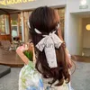 Bandanas Elegant Pearl Hair Bands for Woman Fashion Long Ribbon Bow Girls Head Bands Pearl Braid Headbands Women Accessories scrunchie x0628