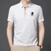 Polo de negocios para hombre, camisa Polo de verano para hombre, informal, holgada, transpirable, antiarrugas, de manga corta, NEGRO YAK, Tops 230627