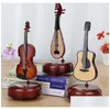Party Favor Melody Strings Violin Guitar Music Box - Rotating Musical Base Creative Artware For Parties Home Decor Miniature Instrum Dhs4Q