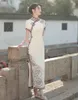 Etnik Giyim Yaz Mandarin Yaka Çiçek Nakış Saten Qipao Çin Geleneksel Kadın Kısa Kollu Cheongsam Abiye