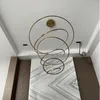 Ljuskronor Modern ring LED -ljuskrona för trappuppgång vardagsrum guld duplexbyggnad hängande lampor lyxtak inomhusbelysning fixturer
