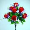 Decorative Flowers 12 Heads/bunch Artificial Peacock Rose Flower Simulation Silk Holding Bouquet Wedding Bridal Shower Fake Po Props