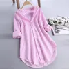 Blouses pour femmes 3-3XL été rayure femmes col rabattu bouton chemises décontracté surdimensionné à manches longues haut bureau dame