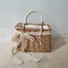 Backpacks Straw Bags for Women Rattan Handmade Woven Purses and Handbags Ladies Lace Bowknot Basket Tote Beach Hand Bag 230628