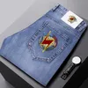 Heren Jeans Designer Medusa Gedrukte Jeans Heren 2021 Zomer Nieuwe Elastische Slim Fit Rechte Broek Mannen F6ZJ