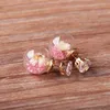 Latest Design Dainty Flower Acrylic Rhinestone Stud Chic Transparent Resin Round Ball Botanical Jewelry Earrings For Girls