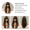 Perucas Sintéticas EASIHAIR Longo Reto Franja Natural Ombré Cabelo Castanho Escuro Peruca para Mulheres Diariamente Cosplay Party Fibra Resistente ao Calor 230627