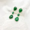 Orecchini pendenti ZHEN-D Gioielli Verde naturale Giade viola Cubic Zirconia CZ Pavimenta Gocce d'acqua Forma Elegante grazia Regalo per ragazza Donna