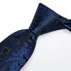 Bow Ties DiBanGu Navy Blue Paisley Silk Tie Set For Men Wedding Party Accessories Handkerchief Cufflinks Gift Drop Wholesale