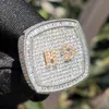 Кольца-кластеры Bubble Letter Персонализированное имя для мужчин Full Iced Out Cubic Zirconia Prong Setting Hip Hop Jewelry 230620