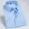 Heren Overhemden Mode Mannen Korte Mouw Effen Kleur Formeel Zakelijk Soft StandardFit Zomer Werk Tops Smart Casual 230628
