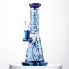 Mini Shisha Rainbow Color Oil Dab Rig Shower Head Perc Penetrator Glass Bong Cartoon Style 14mm Connection Pipe with Bowl