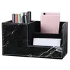 Innehavare svart marmor läder skrivbord brevpapper arrangör penna blyertshållare mobiltelefon fjärrkontroll lagring droppar