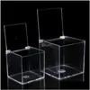 Present Wrap Clear Acrylic Box med lock container godispiller Tiny smycken Hård plast Square Cube förvaringslådor Birthday Decor DHFMC