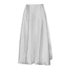 Skirts Beige Satin Skirts For Women Elegant High Waist Office Lady Ankle-Length Skirt Casual Loose Skirt Female Clothes